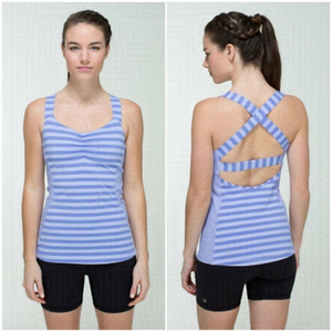Lululemon Core Kicker Tank wide back straps blue stripe print